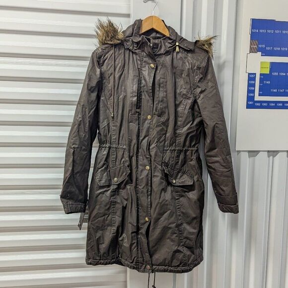 Michael Kors Size Small Brown Parka Coat Hooded - Picture 1 of 12